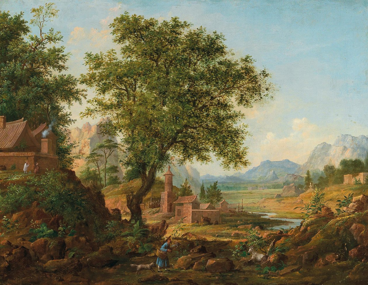 Kinesisk landskab med staffage, 1830-1840