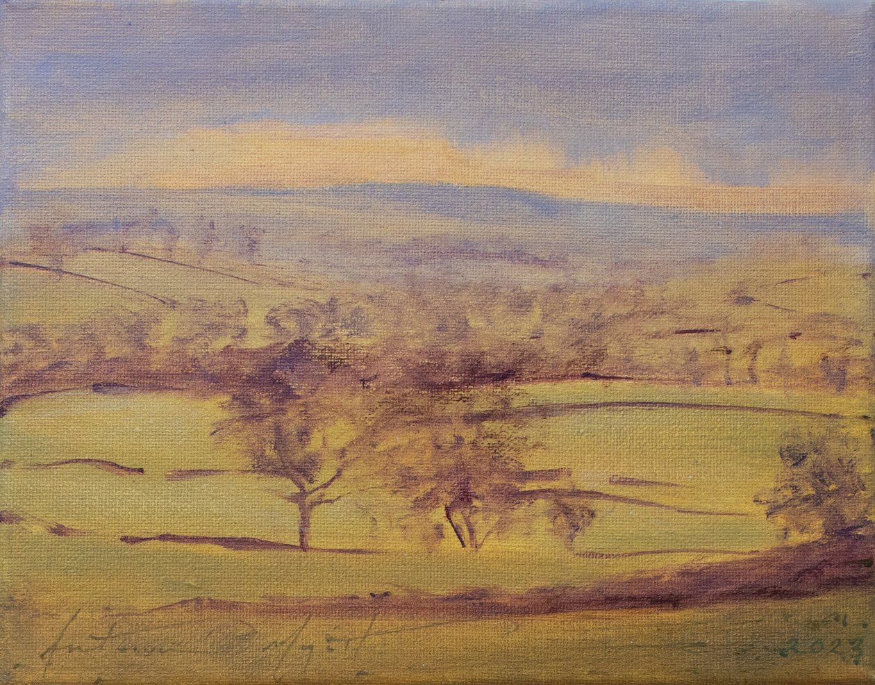 Somerset trees, 2023 (olie på lærred) af Antonia Myatt