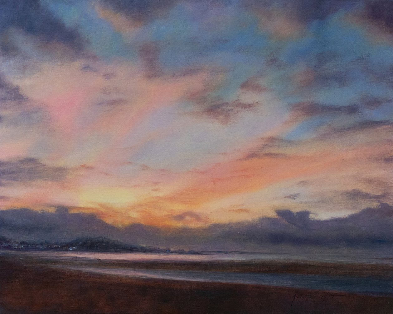 Whispery clouds Devon, 2022 (olie på lærred) af Antonia Myatt