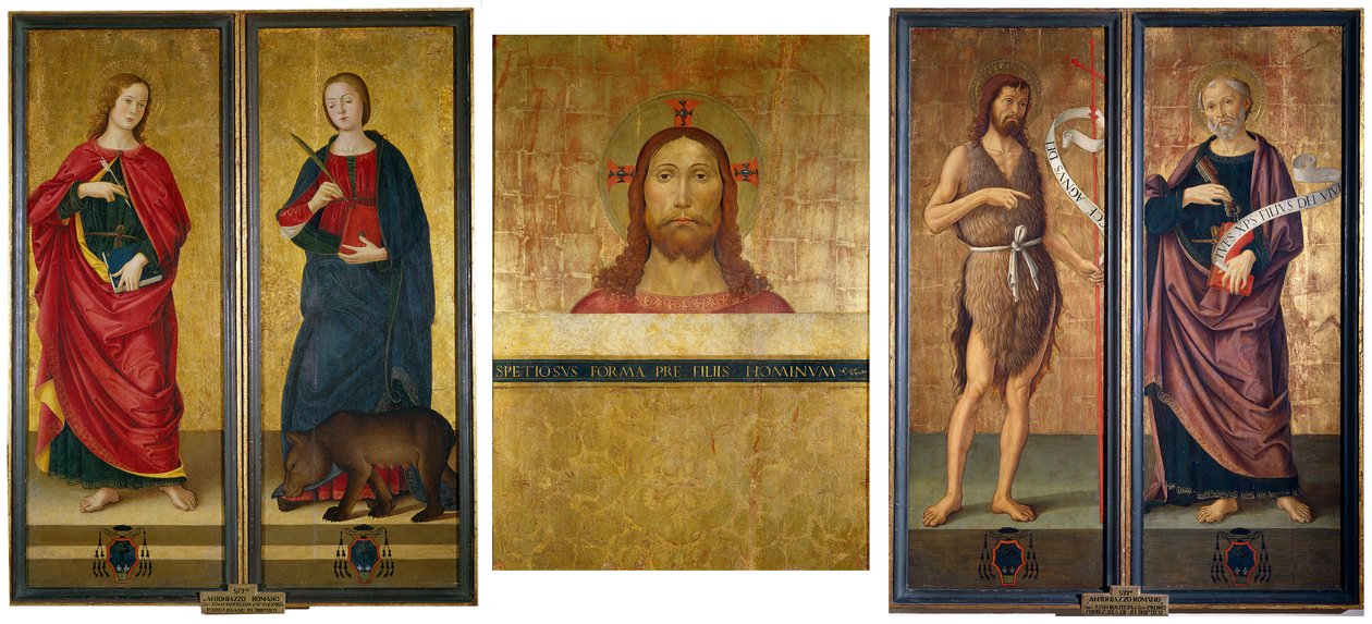 Buste af Kristus, Johannes Døberen og Sankt Peter. Lukket af Antoniazzo Romano