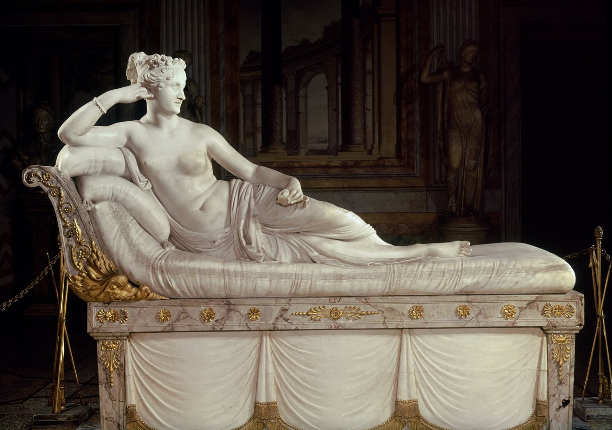 Pauline Bonaparte (1780-1825) som Venus Triumphant, ca. 1805-08 (marmor) af Antonio Canova