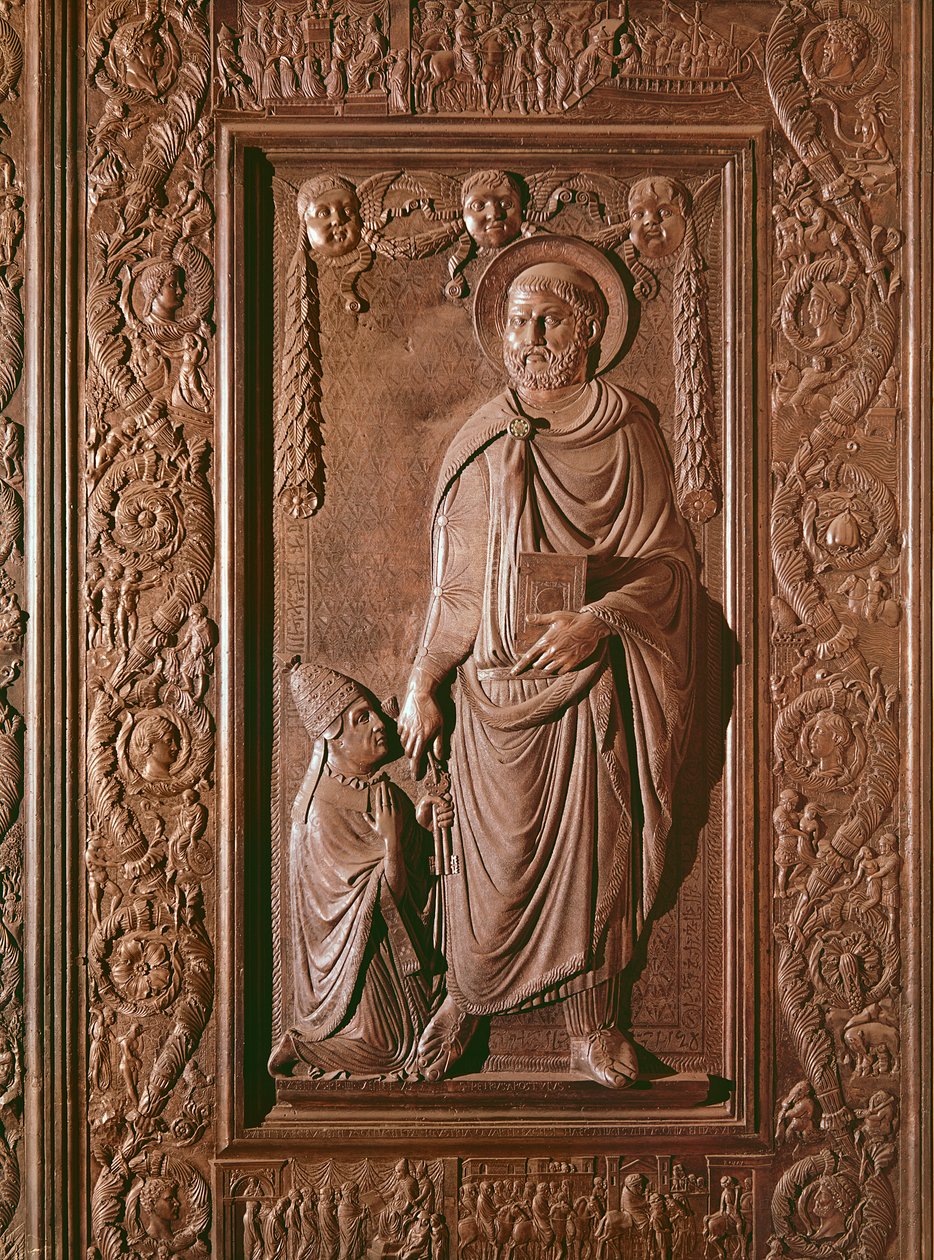St. Peter, detalje fra basilikaens midterdør, dekoreret 1439-45 (bronze) (se også 247330-247337) af Antonio Filarete