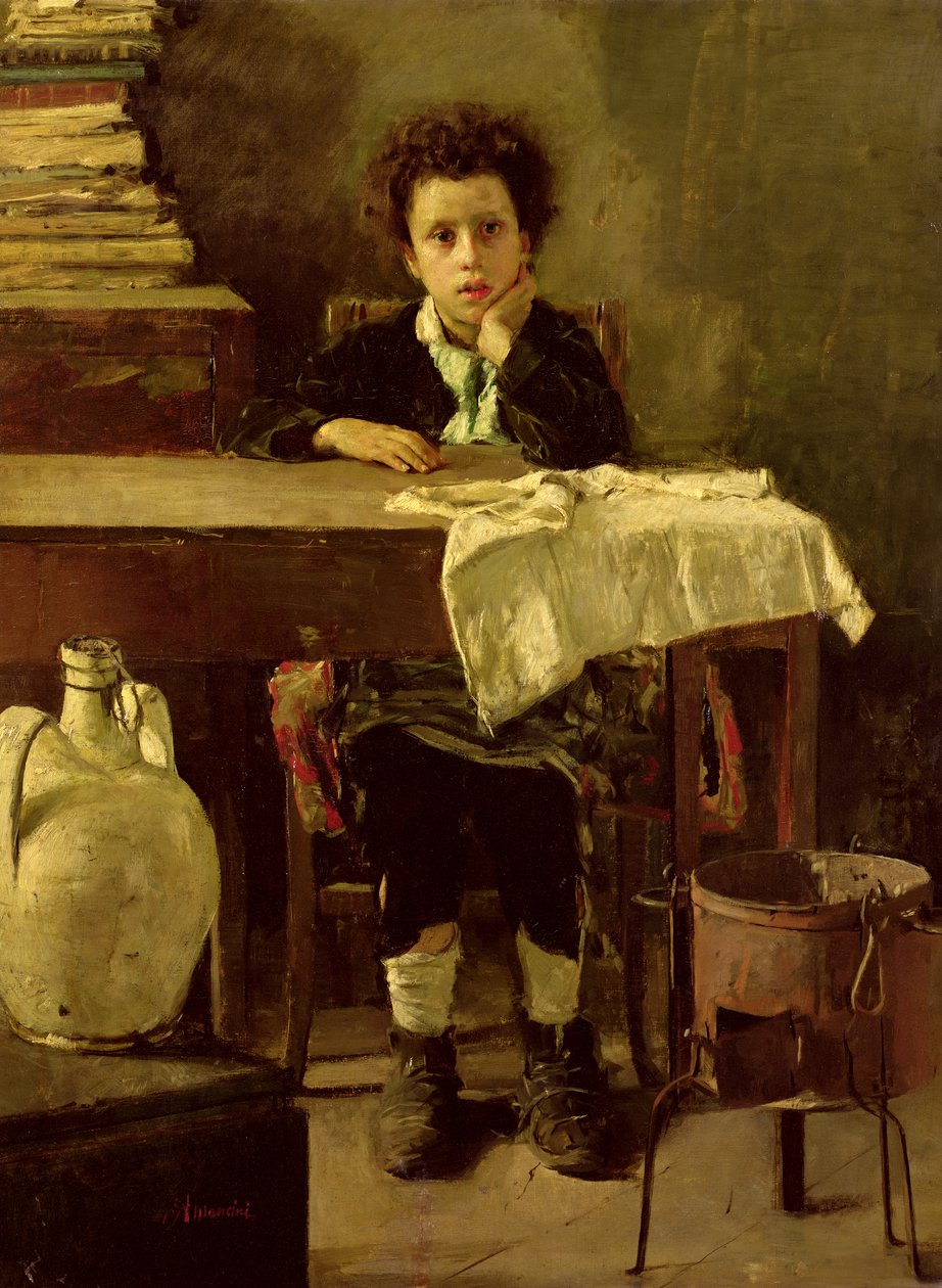 Den lille skoledreng eller Den fattige skoledreng af Antonio Mancini
