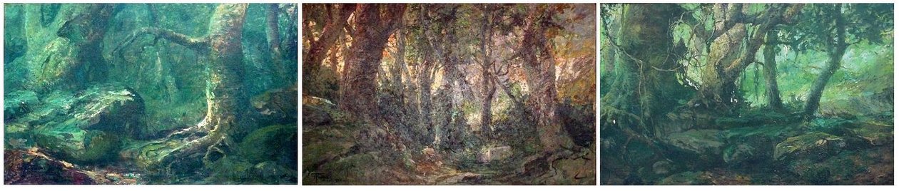 Homeland Triptych: Morning, middag, aften. N. Engelsk: Homeland Triptych: Dawn, middag, aften n. af Antonio Parreiras
