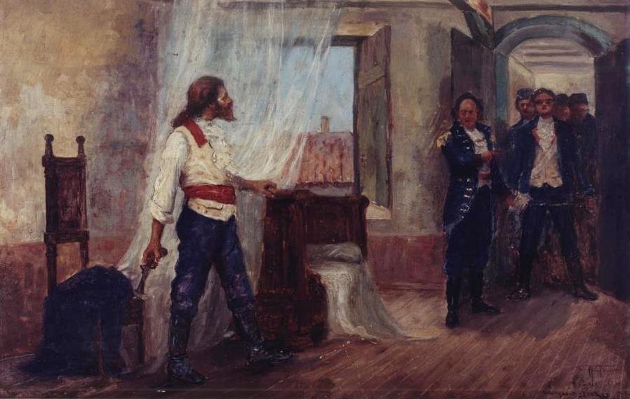 Fængsling af Tiradentes -studie Portugues: Undersøgelse for Tiradentes -fængslet af Antonio Parreiras