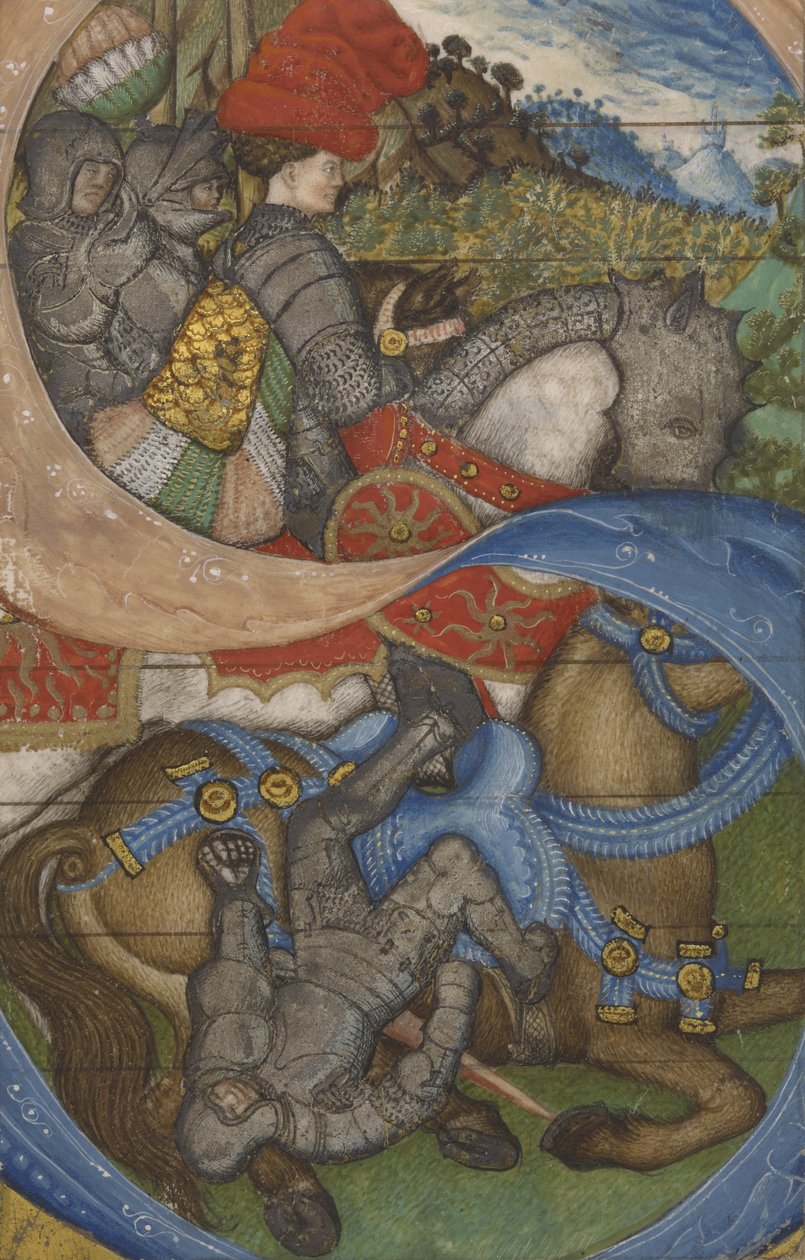 Indledende S og omdannelsen af Saint Paul Ms 41, ca. 1440-50 (tempera, bladguld og sølv og blæk på pergament) af Antonio Pisanello