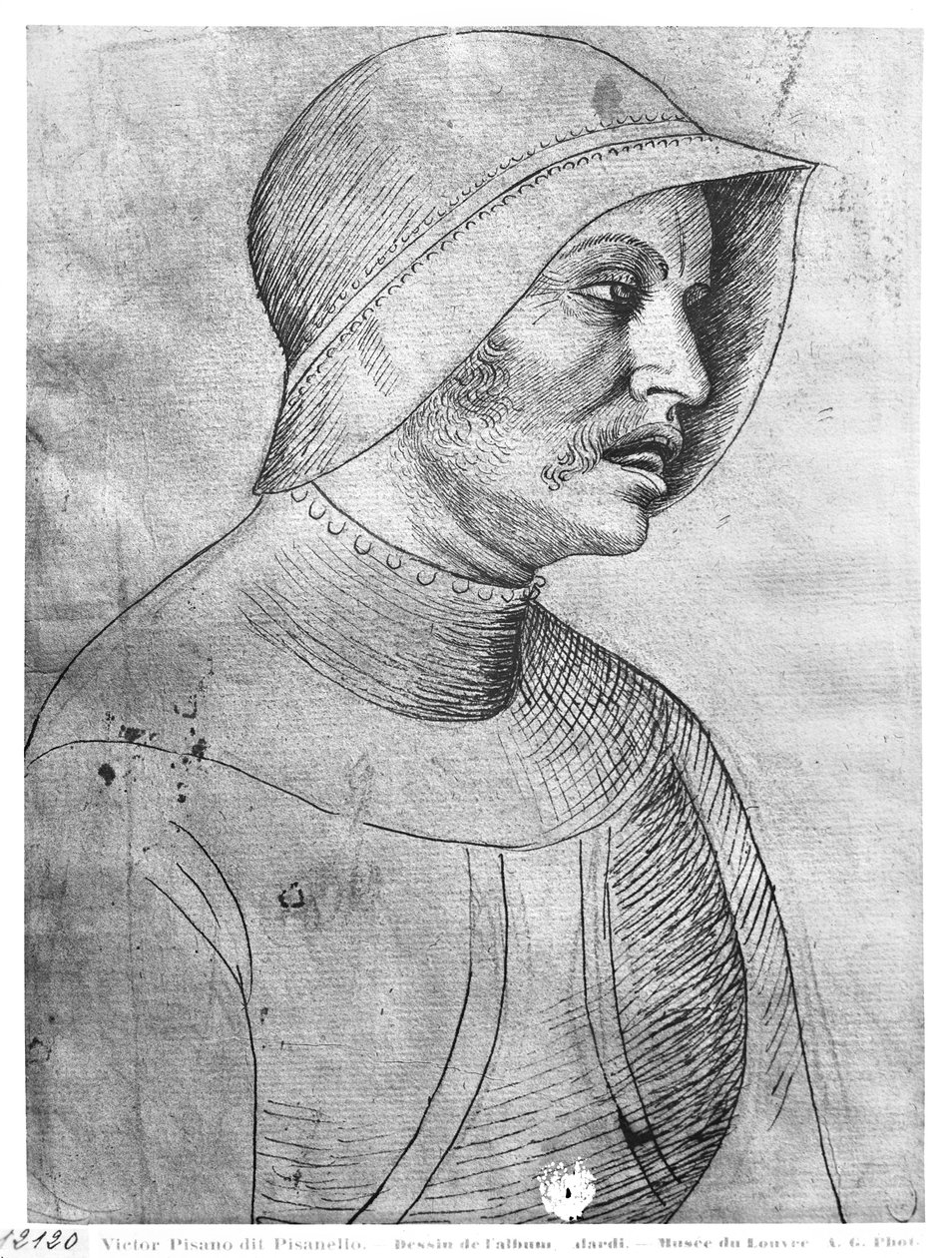 Soldat iført hjelm fra The Vallardi Album af Antonio Pisanello