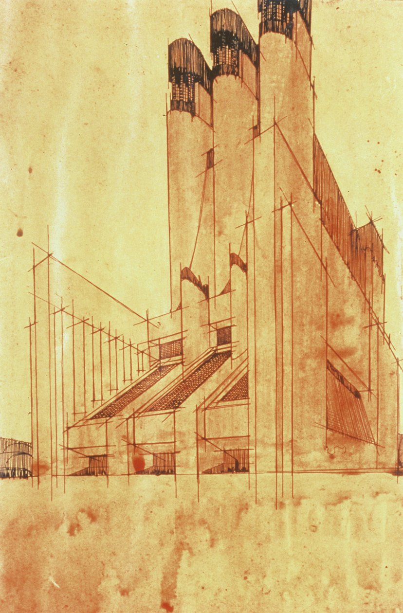 Studie til en bygning, 1913 af Antonio SantElia