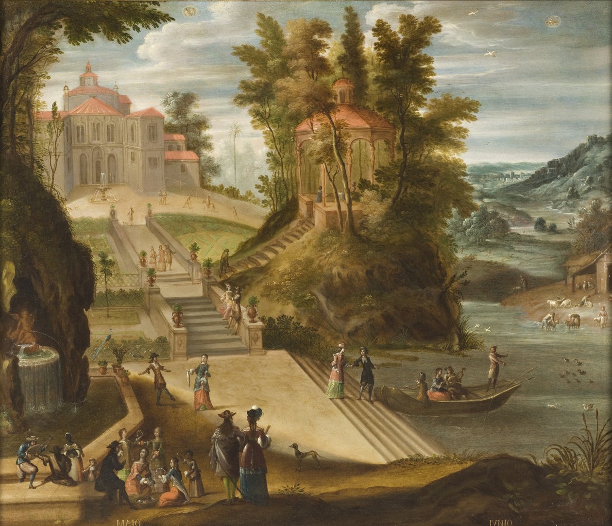maj og juni fra Los doce meses del año (Årets tolv måneder), 1650-99 af Antonio de Espinosa
