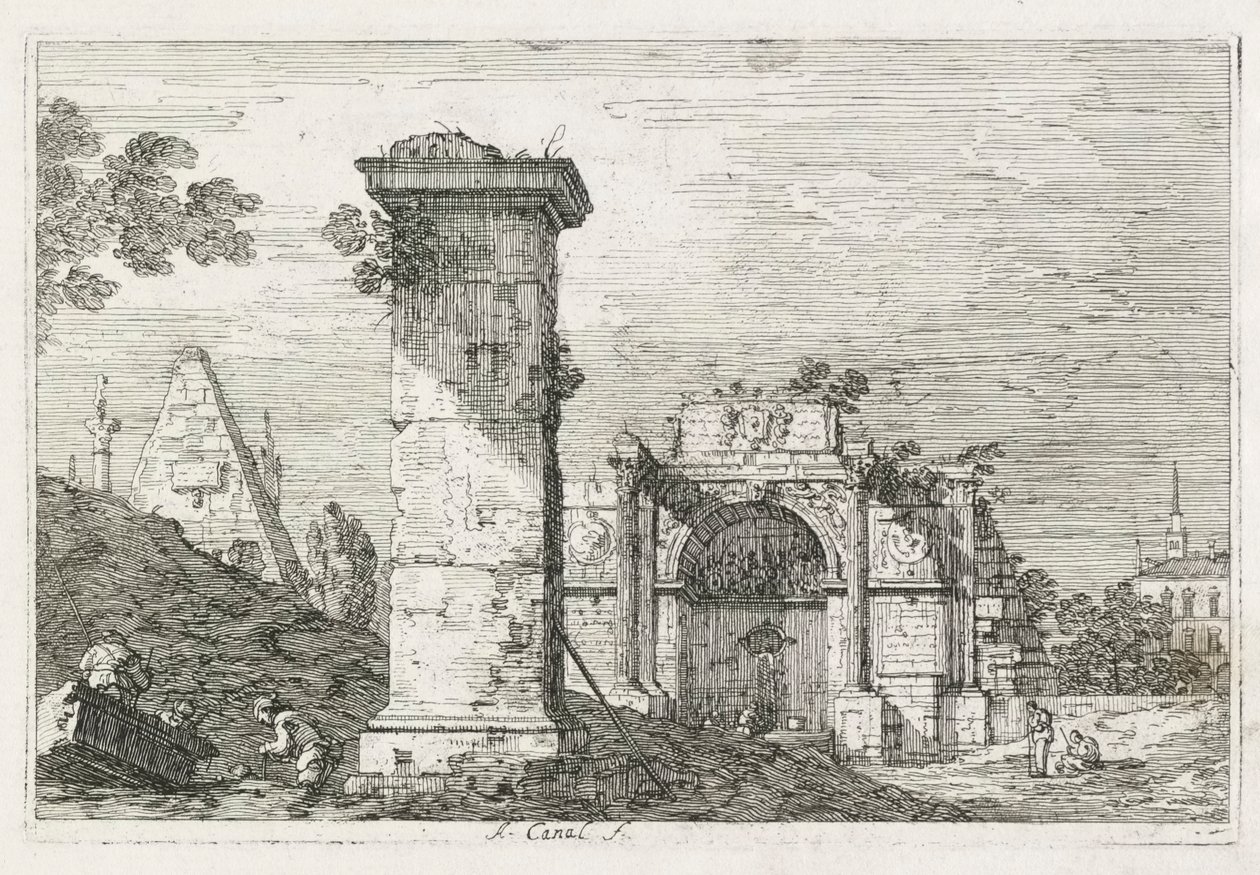 Udsigt: Den isolerede søjle af Antonio Canaletto