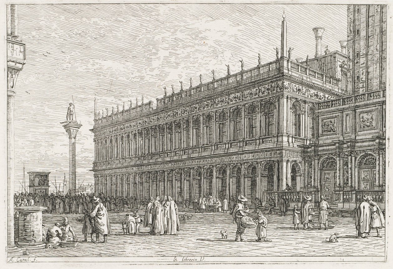 Visninger: Biblioteket, Venedig, 1735-1746. af Giovanni Antonio Canal