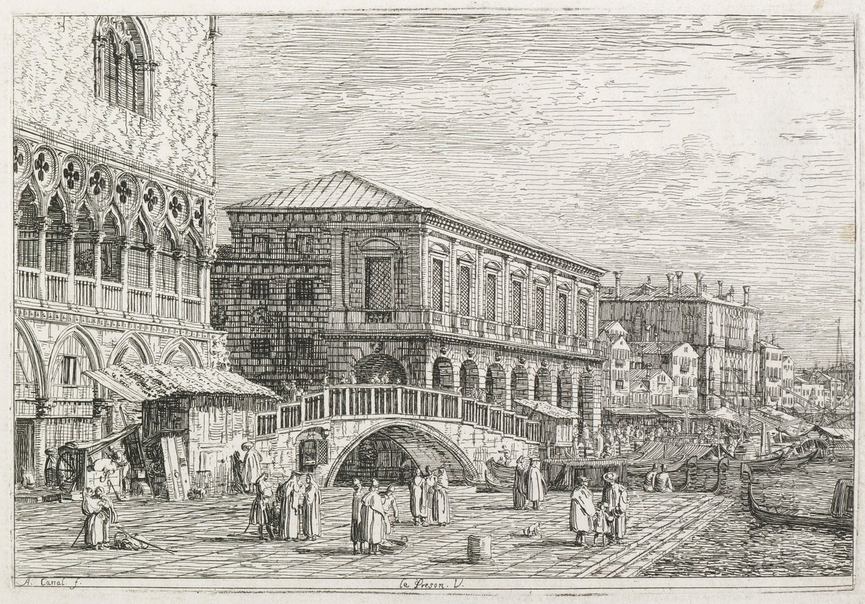 Visninger: Fængslet, Venedig, 1735-1746. af Giovanni Antonio Canal