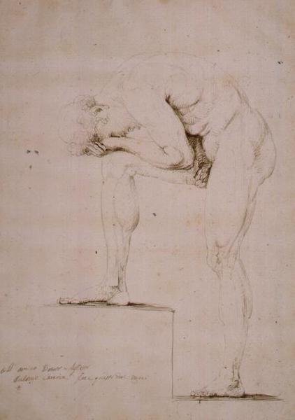 Mand nøgen græder (blyant på papir) af Antonio Canova