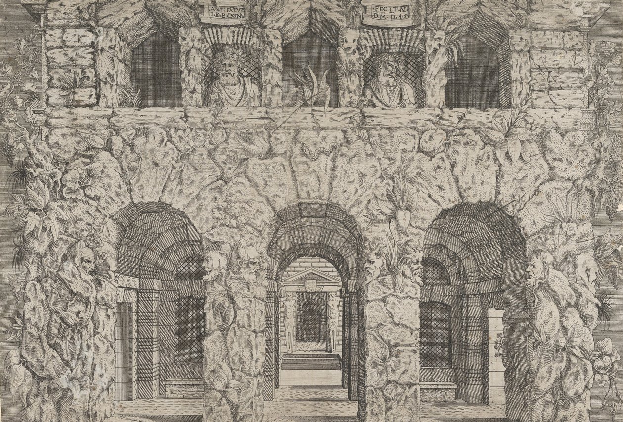En grotte, ca. 1545. af Antonio Fantuzzi