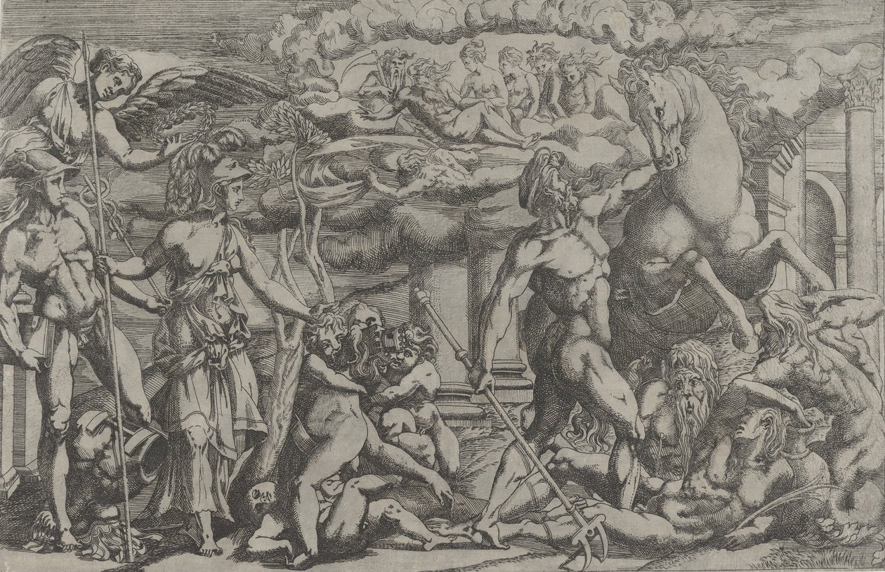Konkurrencen mellem Neptun og Athena, 1540-45. af Antonio Fantuzzi