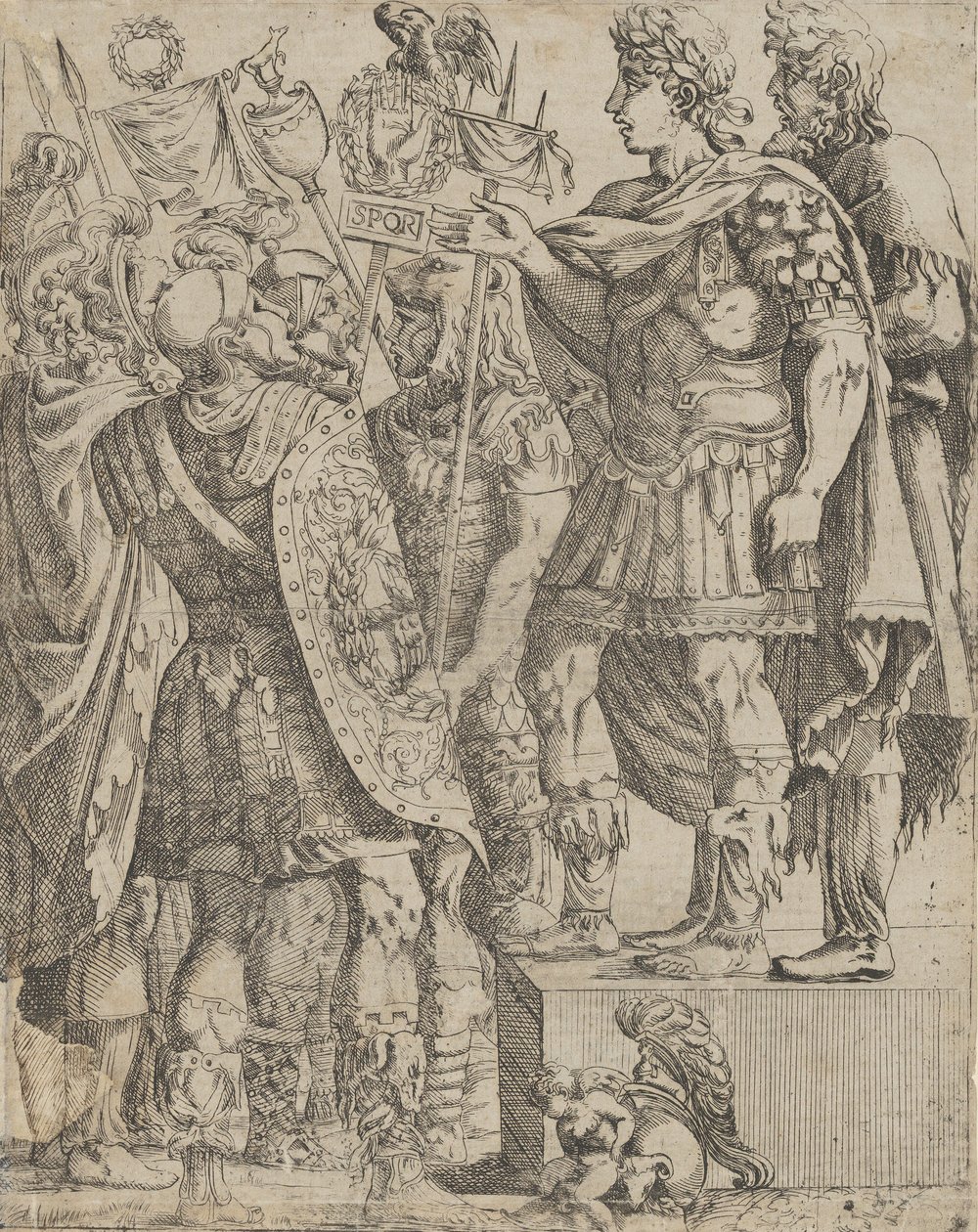 Kejser taler til sine soldater, ca. 1542-45. af Antonio Fantuzzi
