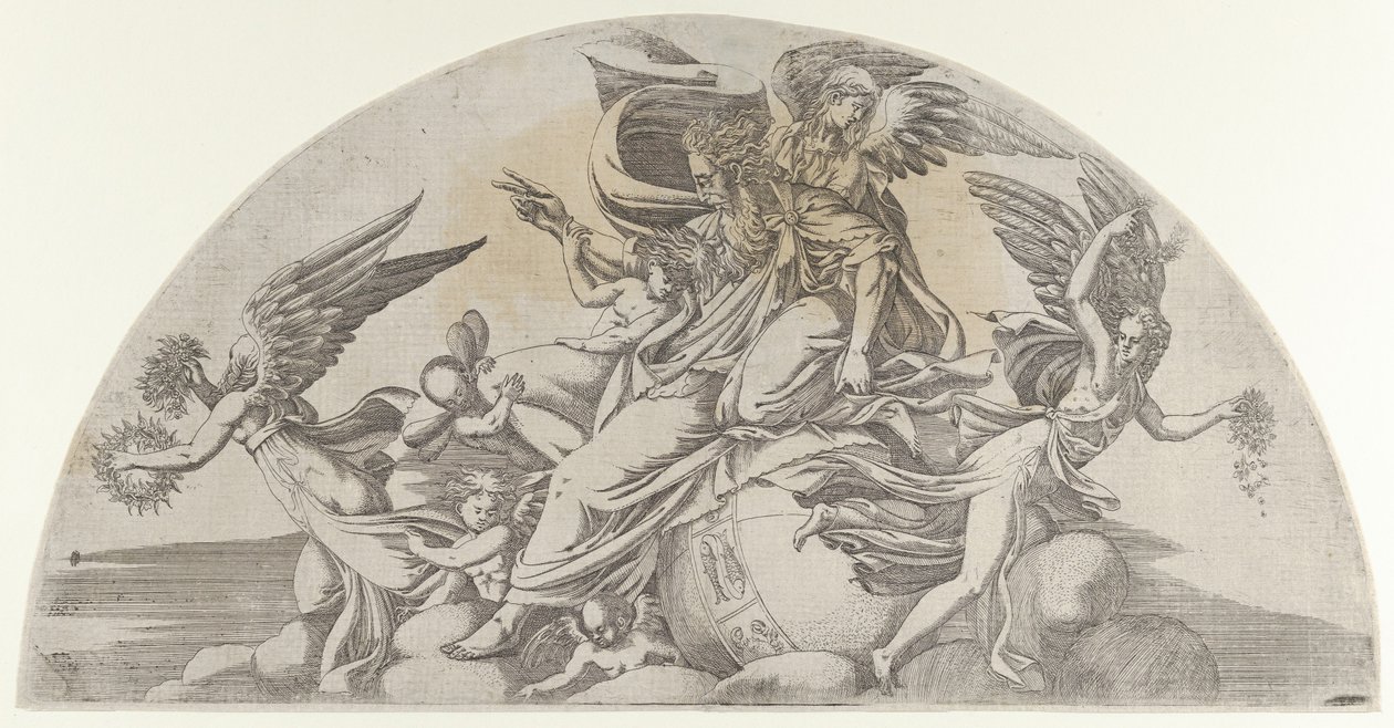 Gud siddende på verden, 1540-45. af Antonio Fantuzzi