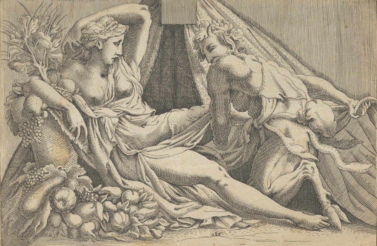 Jupiter og Antiope, 1540-45. af Antonio Fantuzzi