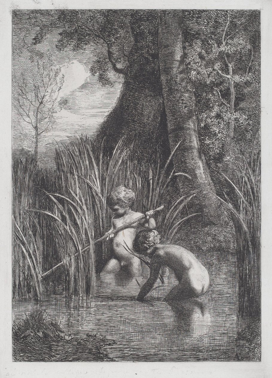 Fiskeri af Antonio Fontanesi