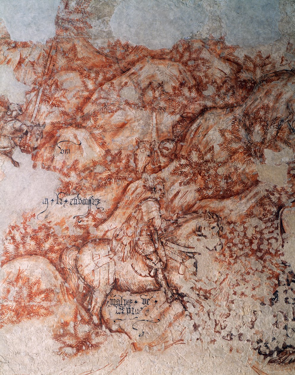 Sinopia (undermaling), detalje (fresco) af Antonio Pisanello
