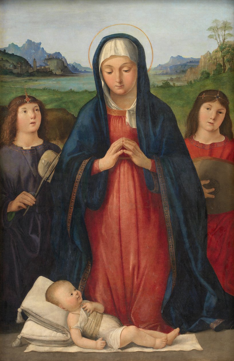 Kristusbarnet tilbedt af Maria af Antonio Solario