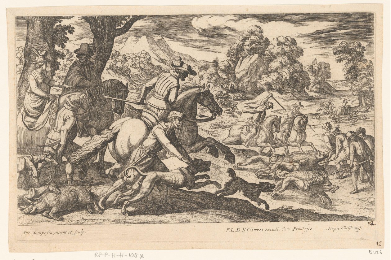 Vildsvinejagt Jagtscener (del 5) (serietitel) af Antonio Tempesta
