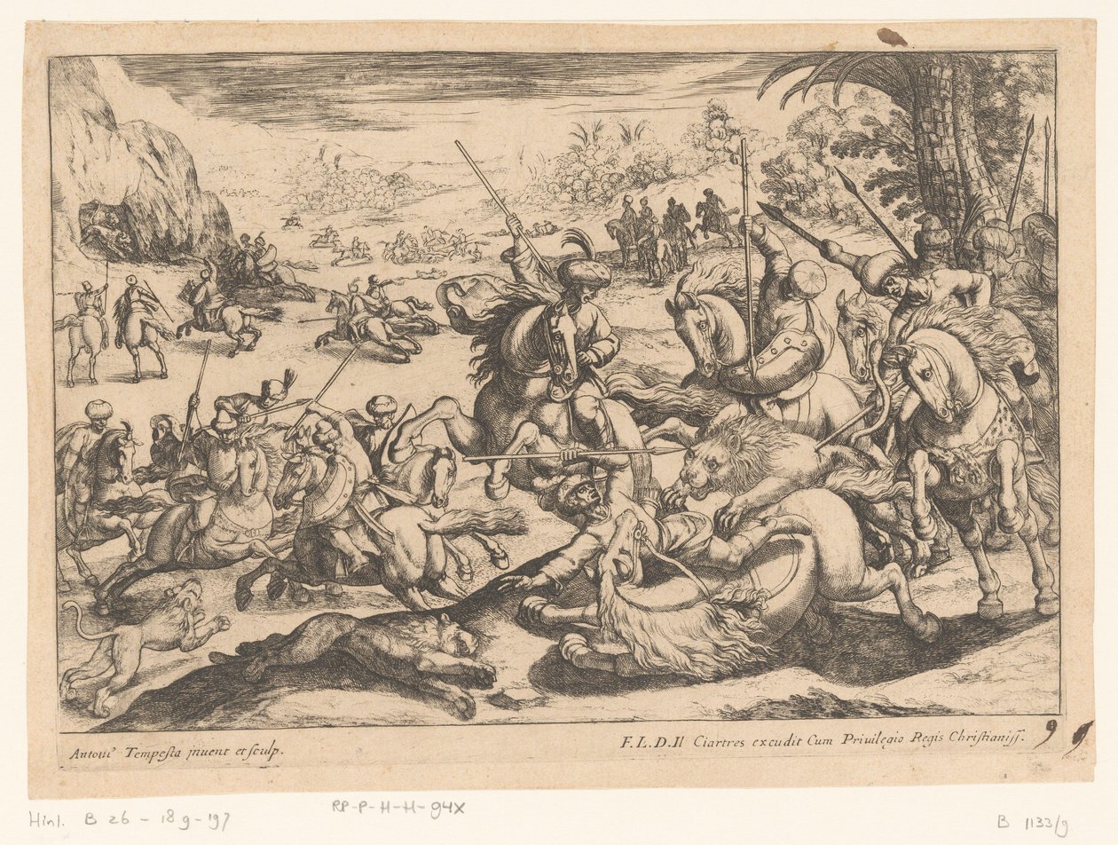 Løvejagt Jagtscener (del 5) (serietitel) af Antonio Tempesta