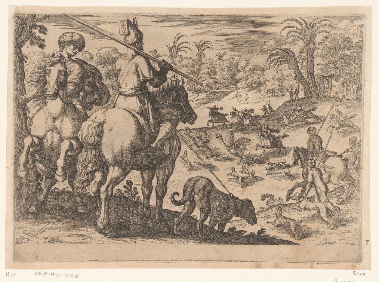 Strudsejagt Jagtscener (del 6) (serietitel) af Antonio Tempesta