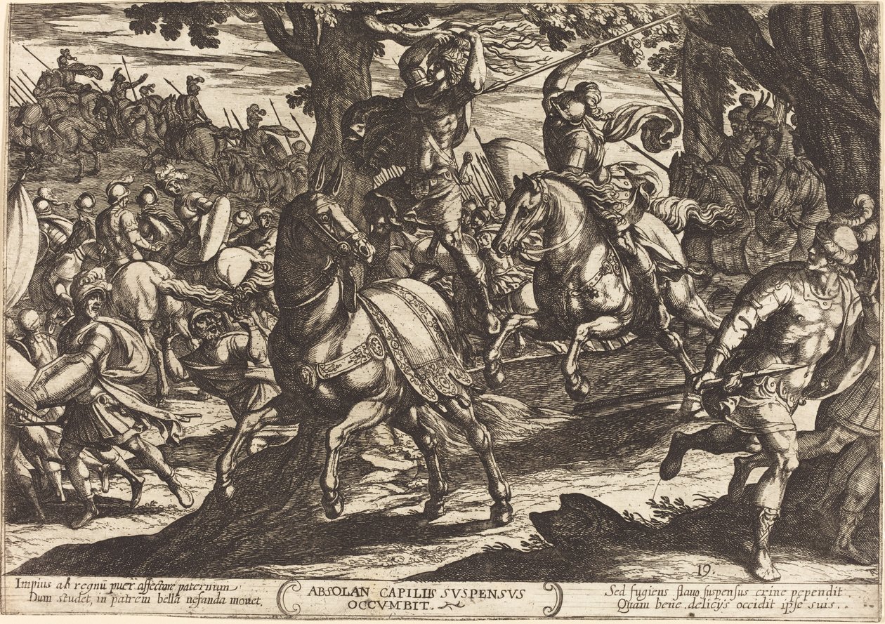 Jakob dræber Absalom, kong Davids søn af Antonio Tempesta