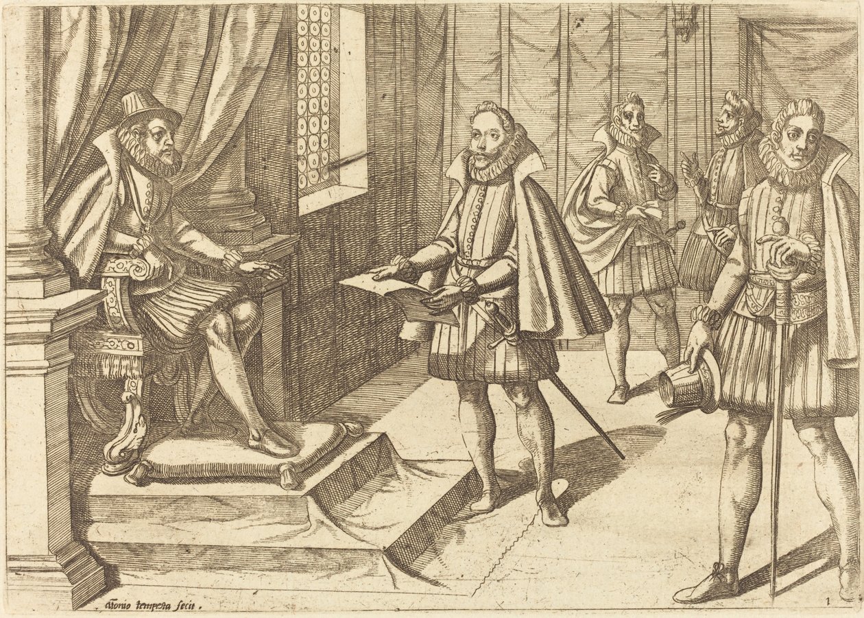Filip II af Spanien på sin trone af Antonio Tempesta
