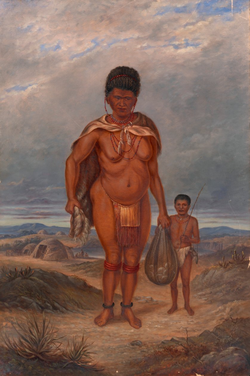 Hottentot Kvinde og Børn, ca. 1893. af Antonio Zeno Shindler