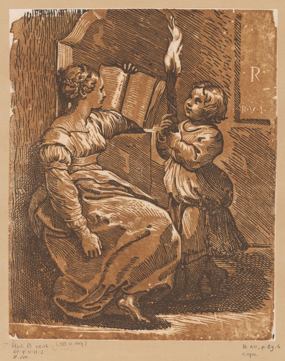 Læser Sibylle med barn af Antonio da Trento (attributed to)