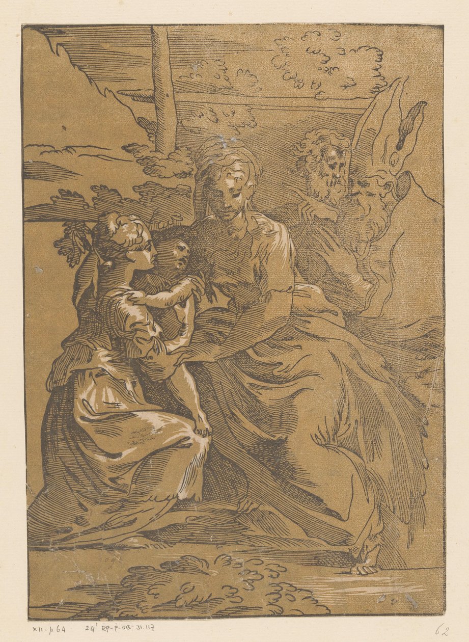 En kvindelig helgen modtager Kristus-barnet af Antonio da Trento (possibly)