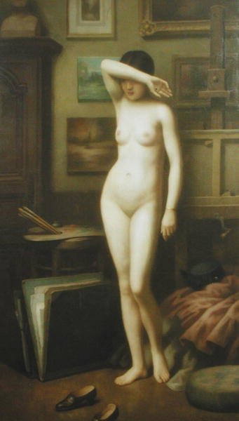 The Reluctant Model, ca. 1910-20 (olie på lærred) af Antony Troncet