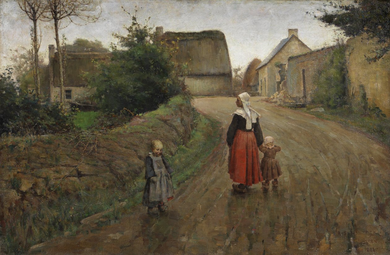 Gade i Pont-Aven af Archibald Standish Hartrick
