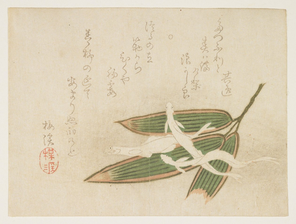 (Hvidbug og bambusblade), ca. 1860 af Ariwara Baikei