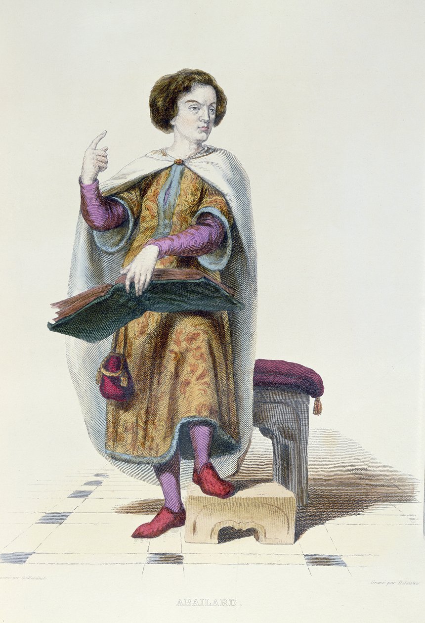 Abelard, illustration fra "Le Plutarque Francais" af E. Mennechet, 1835 (farvestik) af Armand Guilleminot