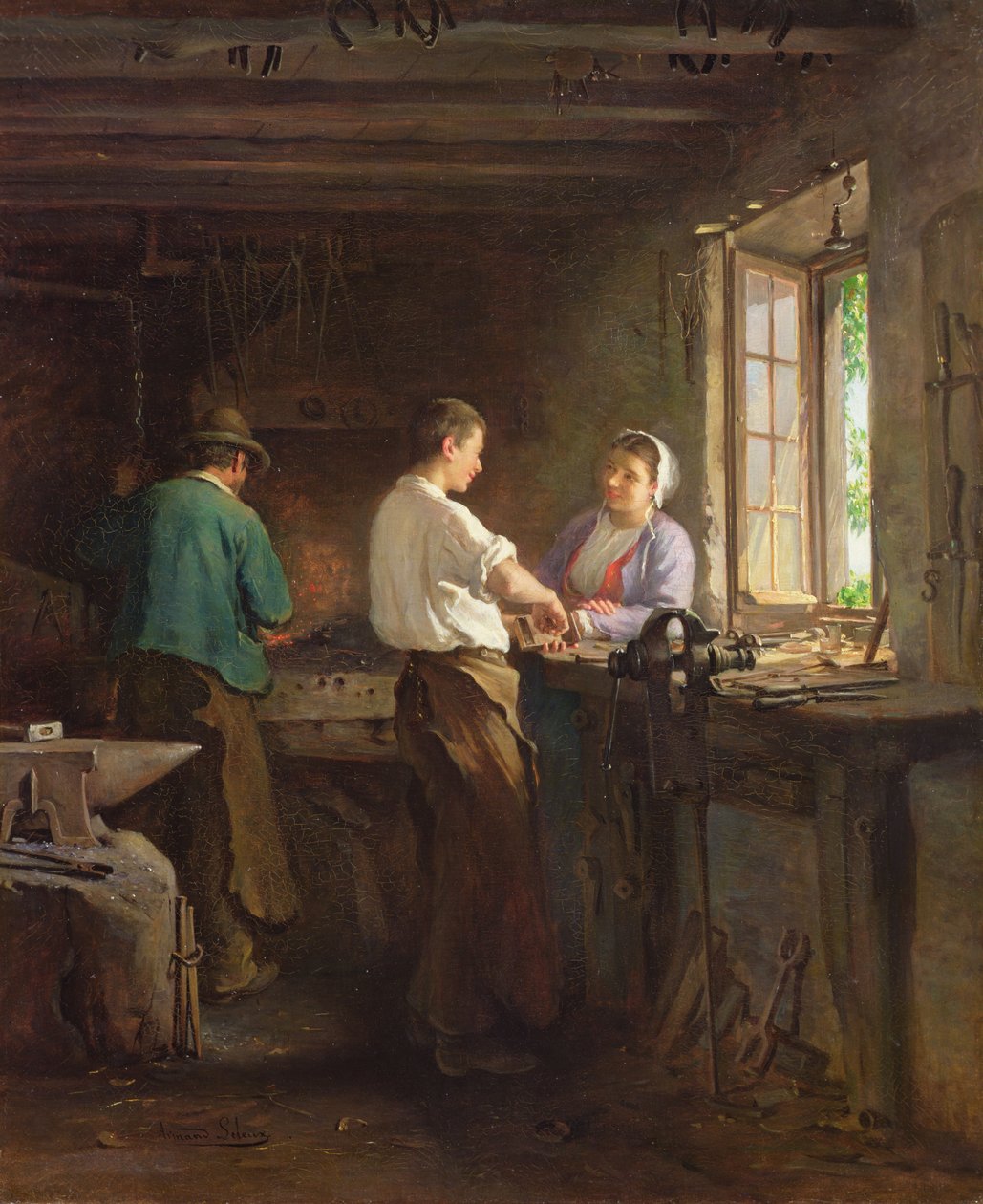 Låsesmed (olie på lærred) af Armand Hubert Simon Leleux