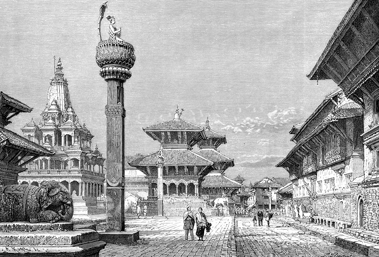 Templer i Patan, Nepal, 1895. af Armand Kohl