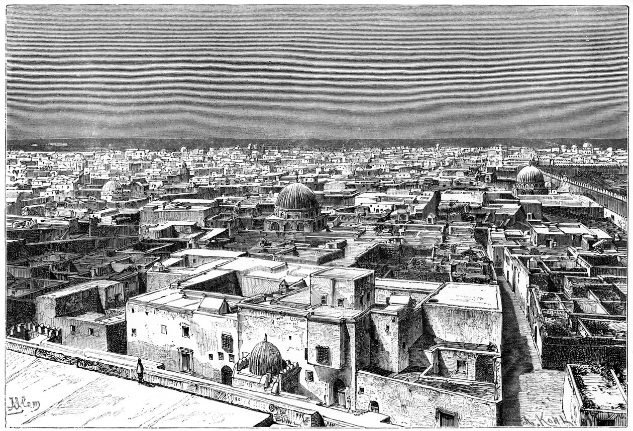Udsigt over Kairwan, Tunesien, c1890 af Armand Kohl