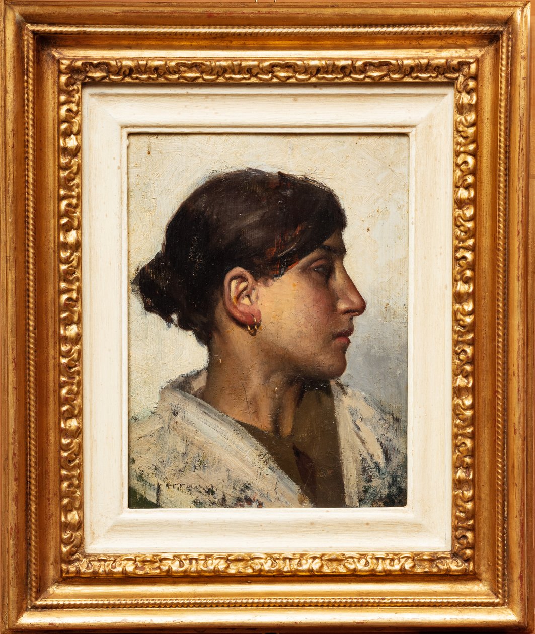 Commoner Woman (olie på panel) af Arnaldo Ferraguti
