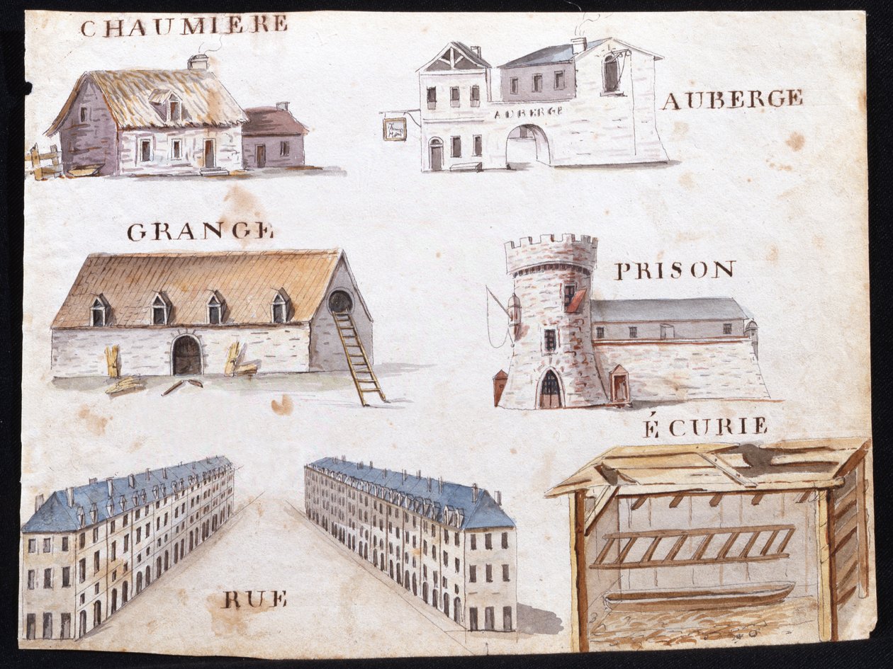 Illustrationer fra "A French Alphabet Book of 1814", udgivet af Charles Plante Fine Arts, 1814 af Arnaud de Beauregard