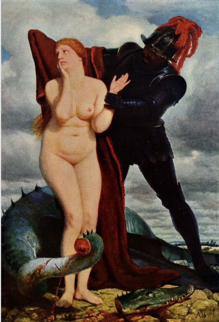 Angelica, bevogtet af en drage af Arnold Böcklin