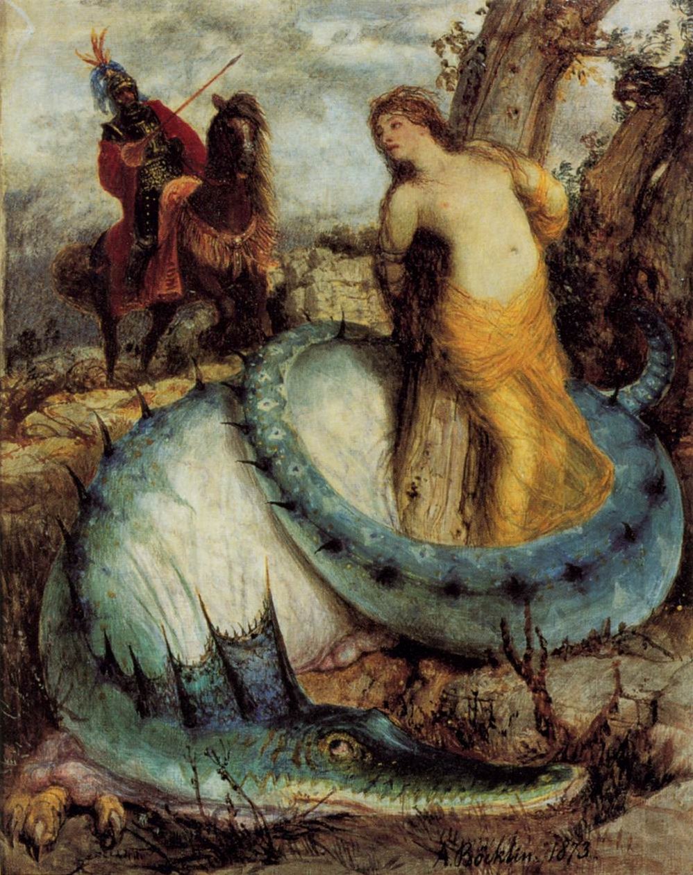 Angelica, bevogtet af en drage af Arnold Böcklin
