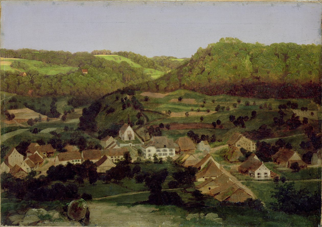 Udsigt over landsbyen Tenniken, 1846 af Arnold Böcklin