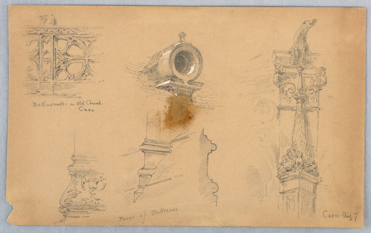 Arkitektoniske skitser i Caen af Arnold William Brunner