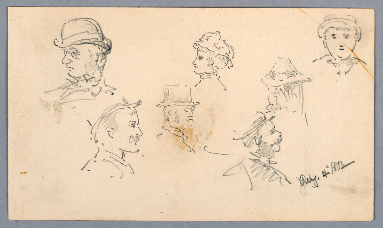 Syv skitser af hoveder af Arnold William Brunner