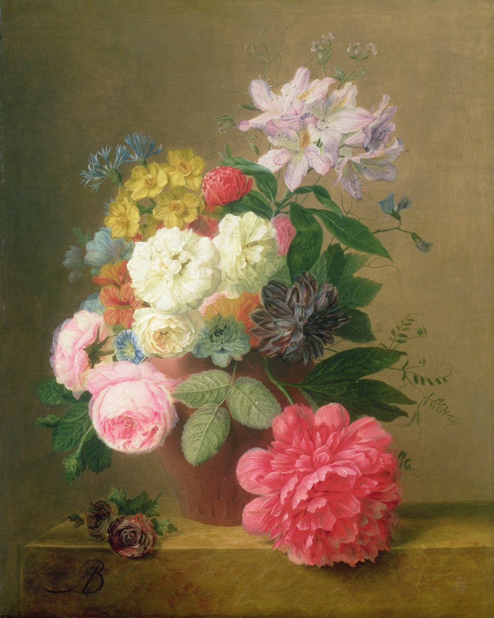 Stilleben af blomster af Arnoldus Bloemers