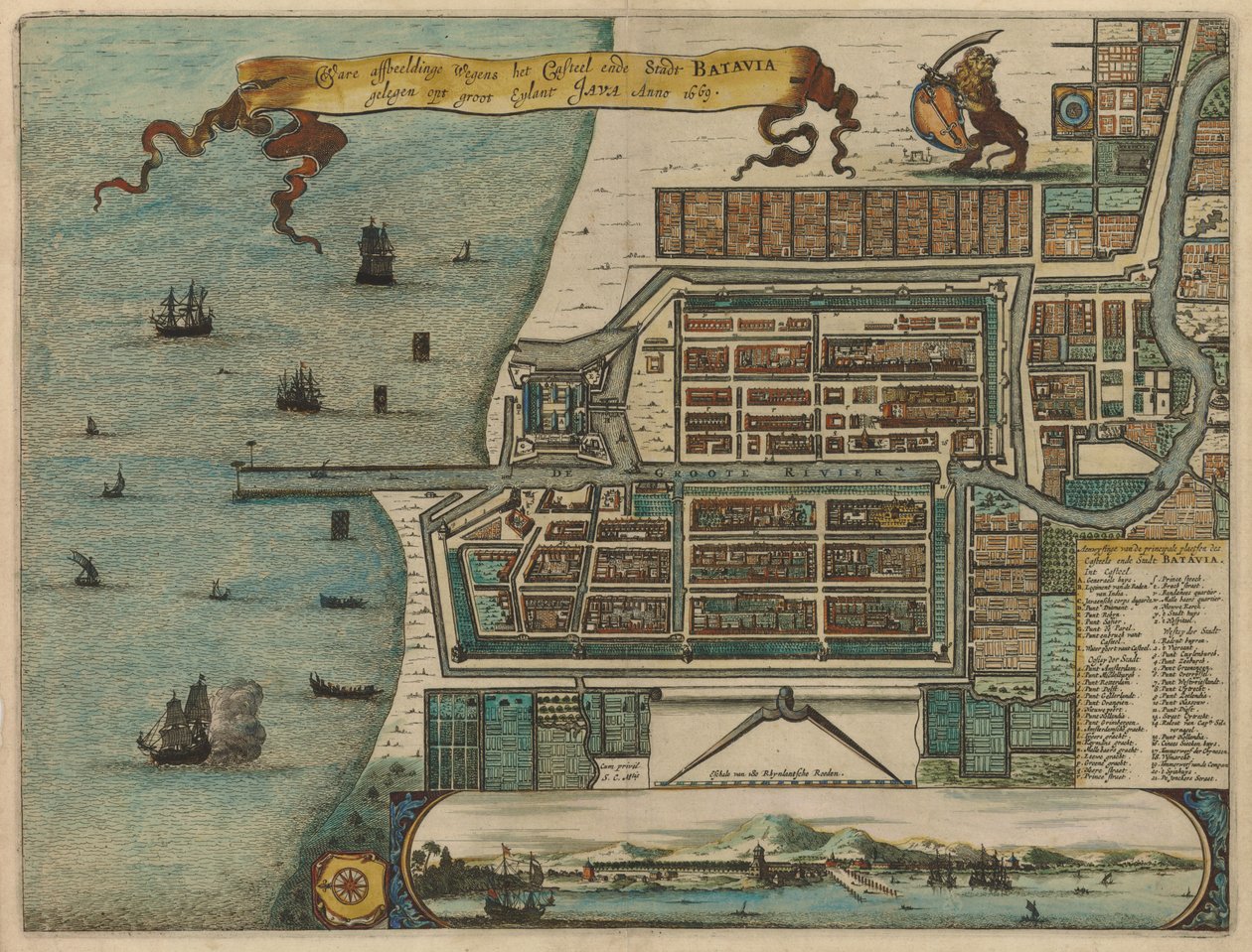 Waere skildringer På grund af Casteel ende Stadt BATAVIA placeret opt ​​Groot Eylant JAVA Anno 1669 af Arnoldus Montanus