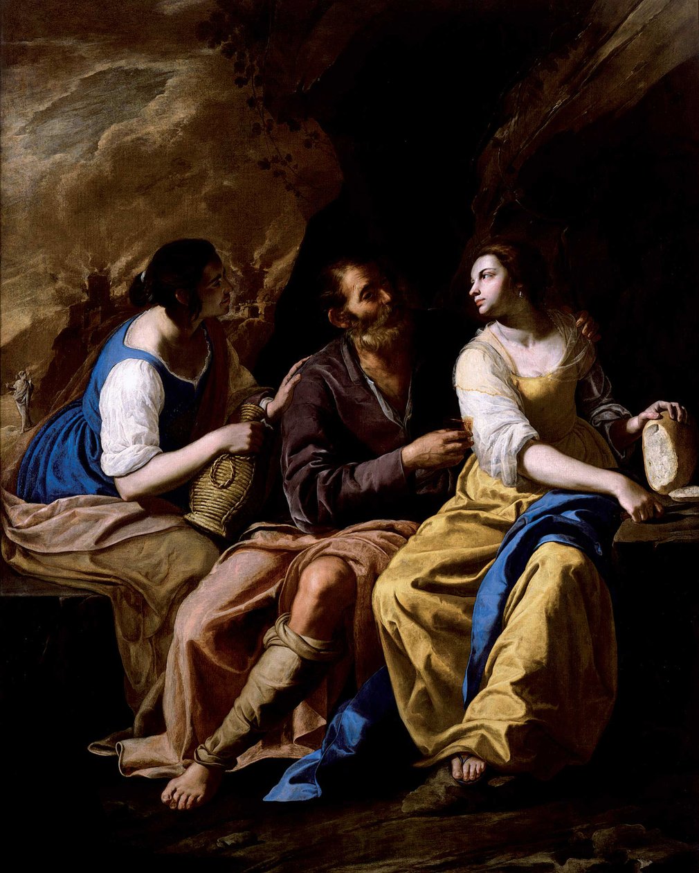 Lot og hans døtre, ca 1635-1637. af Artemisia Gentileschi